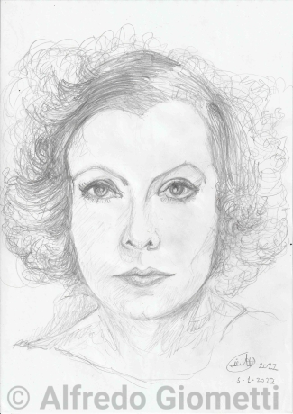 Greta Garbo caricatura caricature portrait
