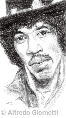 Jimi Hendrix caricatura caricature portrait