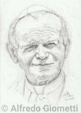 Karol Wojtyla, papa Giovanni Paolo II - pope caricatura caricature portrait