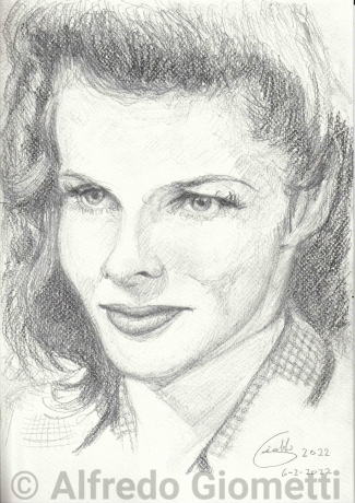 Katharine Hepburn caricatura caricature portrait