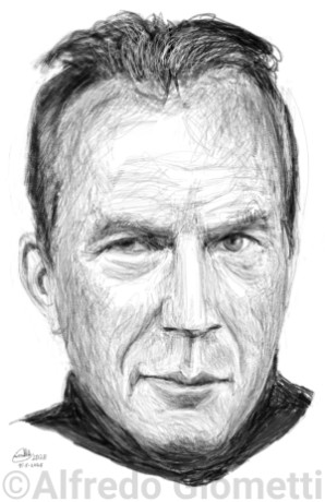Kevin Costner caricatura caricature portrait