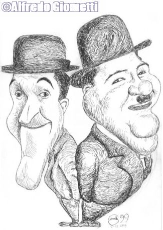 Stan Laurel & Oliver Hardy caricatura caricature portrait