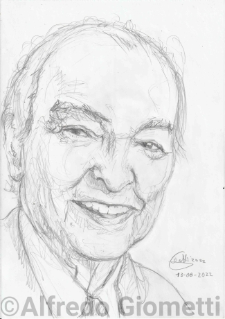 Piero Angela caricatura caricature portrait