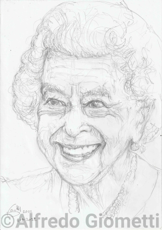 Regina Elisabetta II - Queen Elizabeth II caricatura caricature portrait