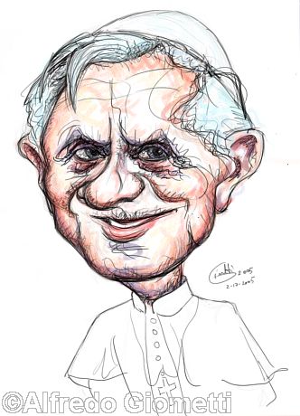 Papa Benedetto XVI, Joseph Ratzinger caricatura caricature portrait