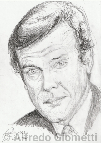 Roger Moore caricatura caricature portrait
