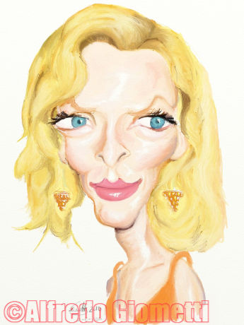 Uma Thurman caricatura caricature portrait