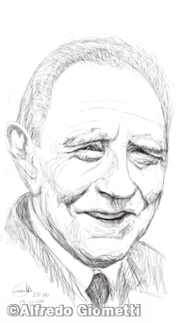 Carlo Azeglio Ciampi caricatura caricature portrait - Author: Alfredo Giometti - Human Made Art (No AI)