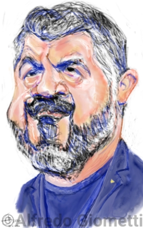 Gennaro (Rino) Gattuso caricatura caricature portrait - Author: Alfredo Giometti - Human Made Art (No AI)