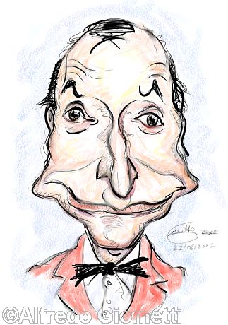 Pippo Franco caricatura caricature portrait - Author: Alfredo Giometti - Human Made Art (No AI)