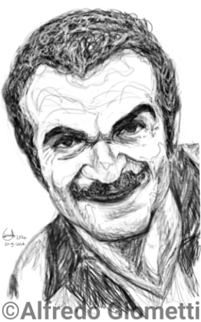 Sandro Mazzola caricatura caricature portrait - Author: Alfredo Giometti - Human Made Art (No AI)