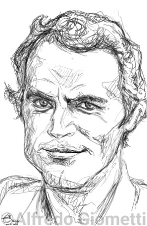 Terence Hill caricatura caricature portrait - Author: Alfredo Giometti - Human Made Art (No AI)