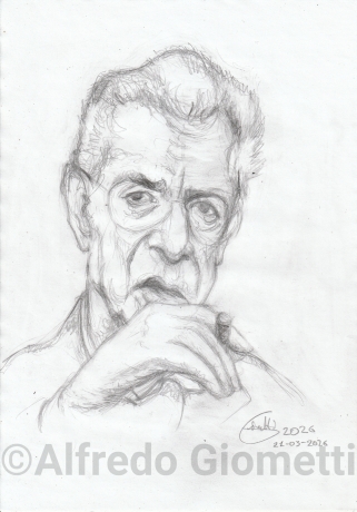 Umberto Bossi caricatura caricature portrait - Author: Alfredo Giometti - Human Made Art (No AI)